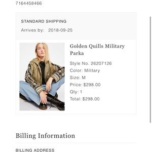 Free People golden quills military parka